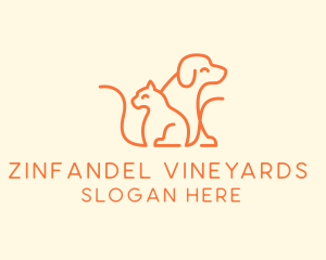 Orange Cat Dog Pet  logo design