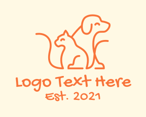 Pet Store - Orange Cat Dog Pet logo design