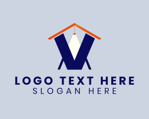 Bulb - Letter V House Light logo design