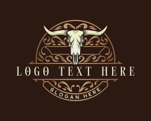 Cow - Buffalo Skull Horn logo design