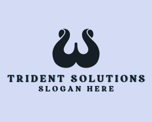 Trident - Trident Wave Ocean Letter W logo design