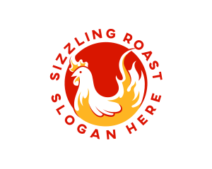 Roast - Roasted Flame Chicken logo design