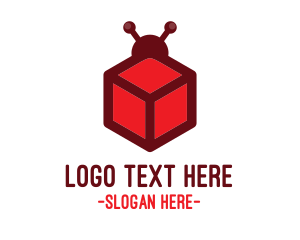 Red Bug - Red Cube Bug logo design