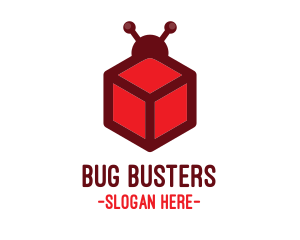 Red Cube Bug logo design