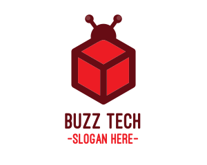 Red Cube Bug logo design