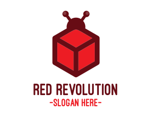 Red Cube Bug logo design