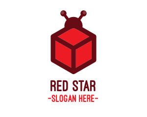 Red Cube Bug logo design