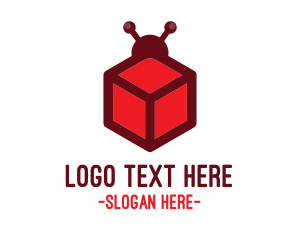 Red Box - Red Cube Bug logo design