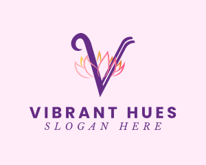 Pink Lotus Letter V logo design