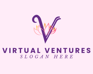 Pink Lotus Letter V logo design