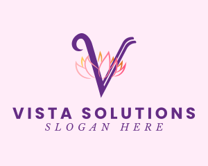 Pink Lotus Letter V logo design