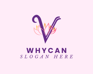 Yogi - Pink Lotus Letter V logo design