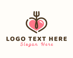 Orange Fork - Heart Fork Cutlery logo design