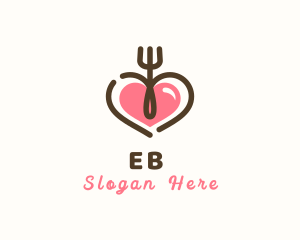 Eat - Heart Fork Cutlery logo design