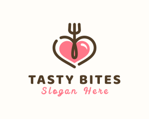 Cafeteria - Heart Fork Cutlery logo design