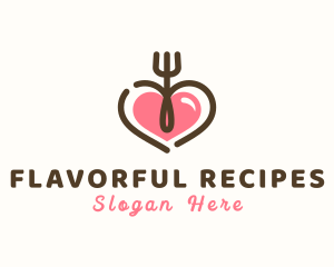 Cookbook - Heart Fork Cutlery logo design