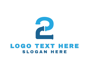 Water Treatment - Pipe Plumbing Number 2 logo design