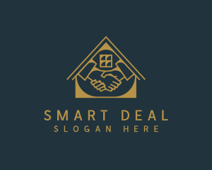 Deal - Golden House Handshake logo design