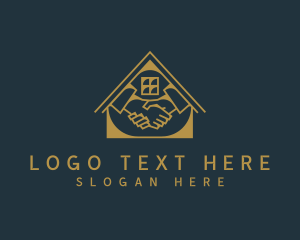 Lend - Golden House Handshake logo design