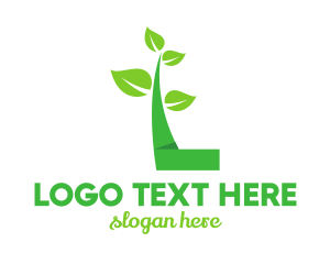 Green Flame - Green Tree L logo design