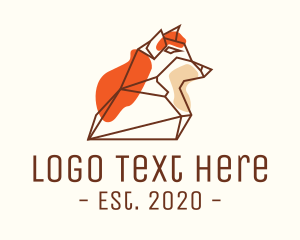 Dog - Wild Fox Monoline logo design