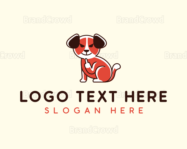 Dog Cursing Middle Finger Logo