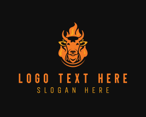 Cooking - Beef Flame Grilling logo design
