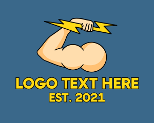 Gym Workout - Lightning Bolt Gym logo design
