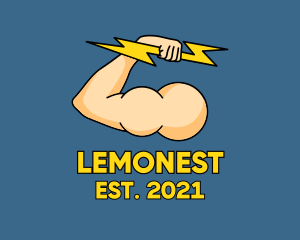 Muscle - Lightning Bolt Gym logo design