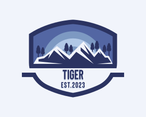 Hills - Valley Mountain Camping Trekking logo design