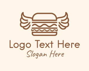 Outline - Burger Wings Outline logo design