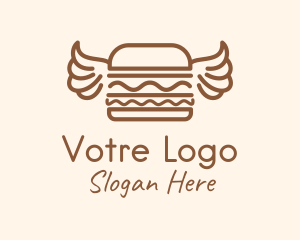 Meal - Burger Wings Outline logo design