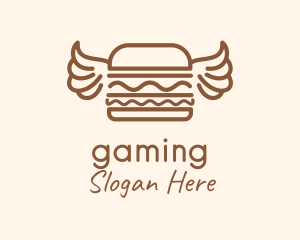 Hamburger - Burger Wings Outline logo design