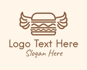 Flying - Burger Wings Outline logo design