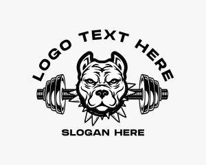 Boxer Dog - Pitbull Barbell Fitness logo design