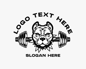 Dog - Pitbull Barbell Fitness logo design