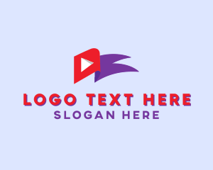 Vlogger - Media Player Flag logo design