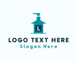 Liquid Soap - House Sanitizer Cleaning logo design