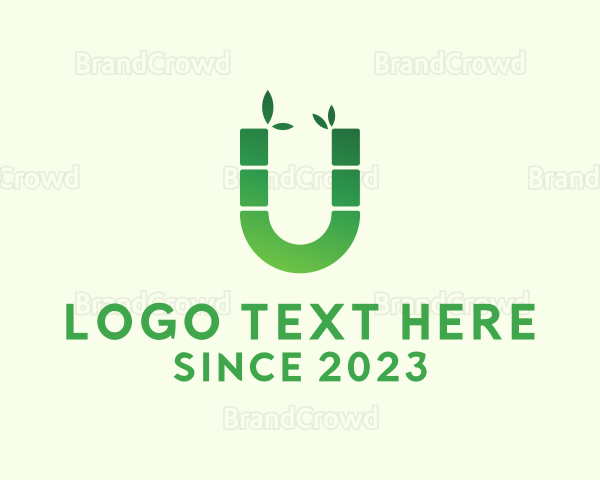 Green Bamboo Letter U Logo