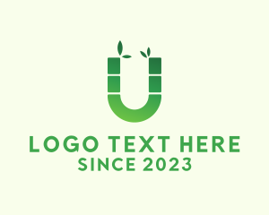 Botanical - Green Bamboo Letter U logo design