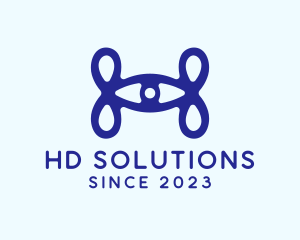 Blue Eye Loop Letter H logo design