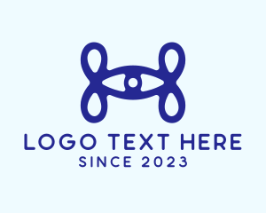 Optometry - Blue Eye Loop Letter H logo design
