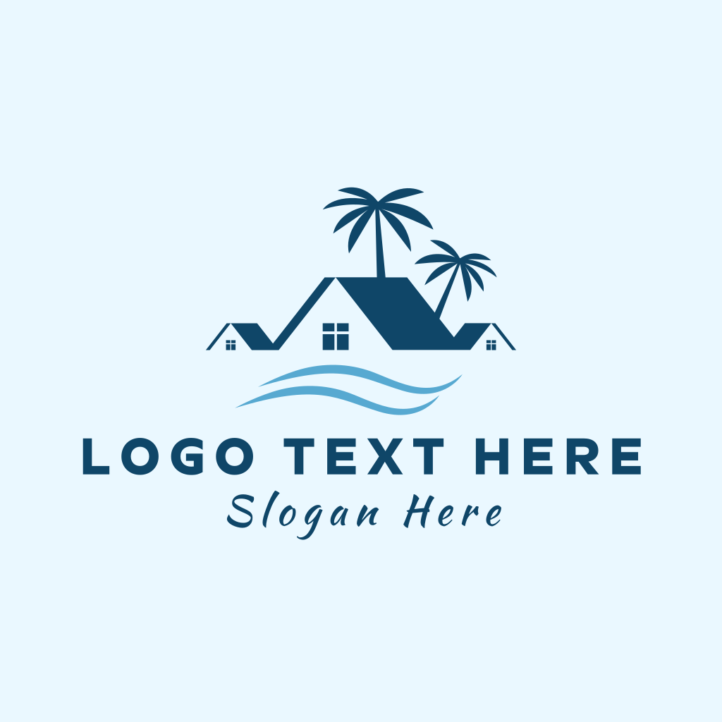 Blue Tropical Beach House Logo | BrandCrowd Logo Maker