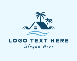 Vacation - Blue Tropical Beach House logo design