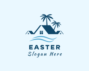 Blue Tropical Beach House Logo