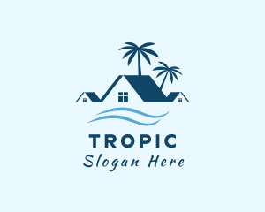 Blue Tropical Beach House logo design