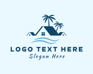 House - Blue Tropical Beach House logo design
