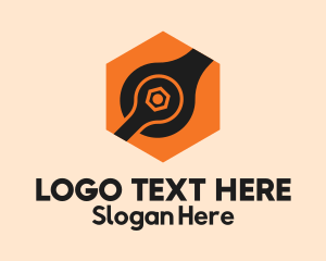 Orange - Hexagon Spanner Combination logo design