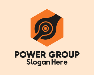 Orange - Hexagon Spanner Combination logo design
