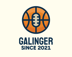 Microphone - Basketball Sport Podcast Radio logo design